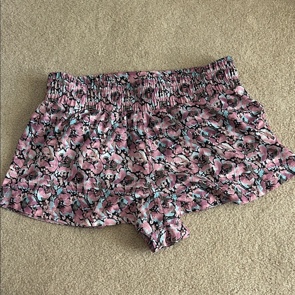 Varley Kallin Pink Floral Athletic Shorts